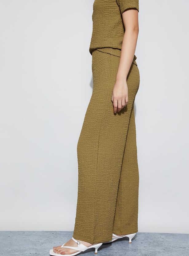 CODE Textured Wide Leg Trousers