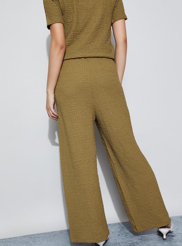CODE Textured Wide Leg Trousers