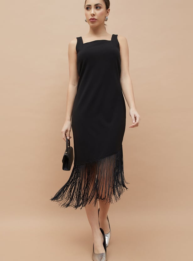 CODE Fringe Detail Shift Dress