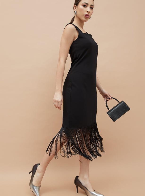 CODE Fringe Detail Shift Dress