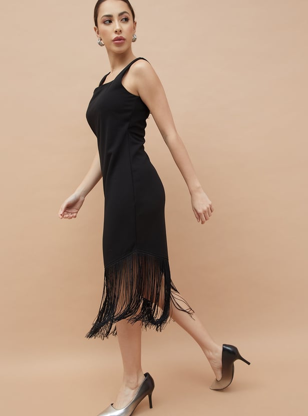 CODE Fringe Detail Shift Dress