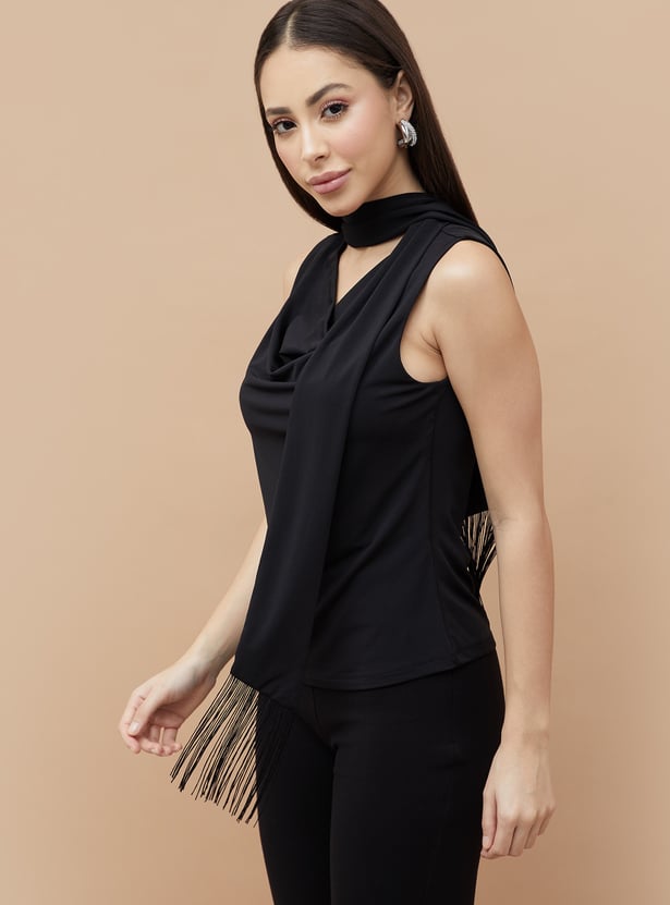 CODE Solid Cowl Neck Top