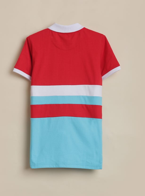 ALLEN SOLLY Boys Colourblocked Polo T-shirt
