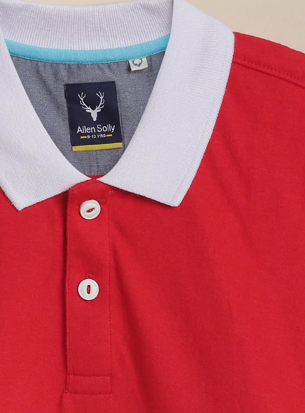 ALLEN SOLLY Boys Colourblocked Polo T-shirt