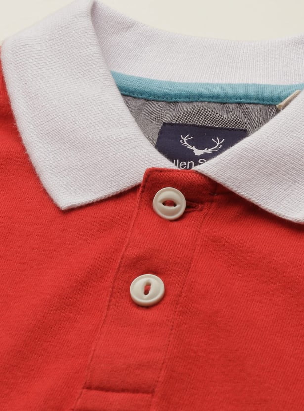 ALLEN SOLLY Boys Colourblocked Polo T-shirt