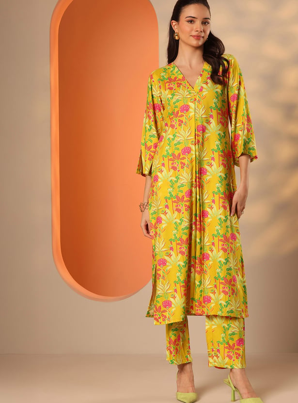 LIBAS Floral Print Straight Kurta Set