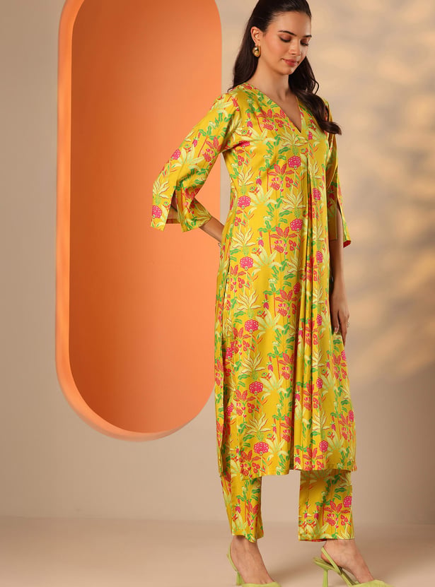 LIBAS Floral Print Straight Kurta Set