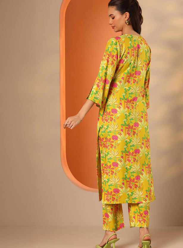 LIBAS Floral Print Straight Kurta Set