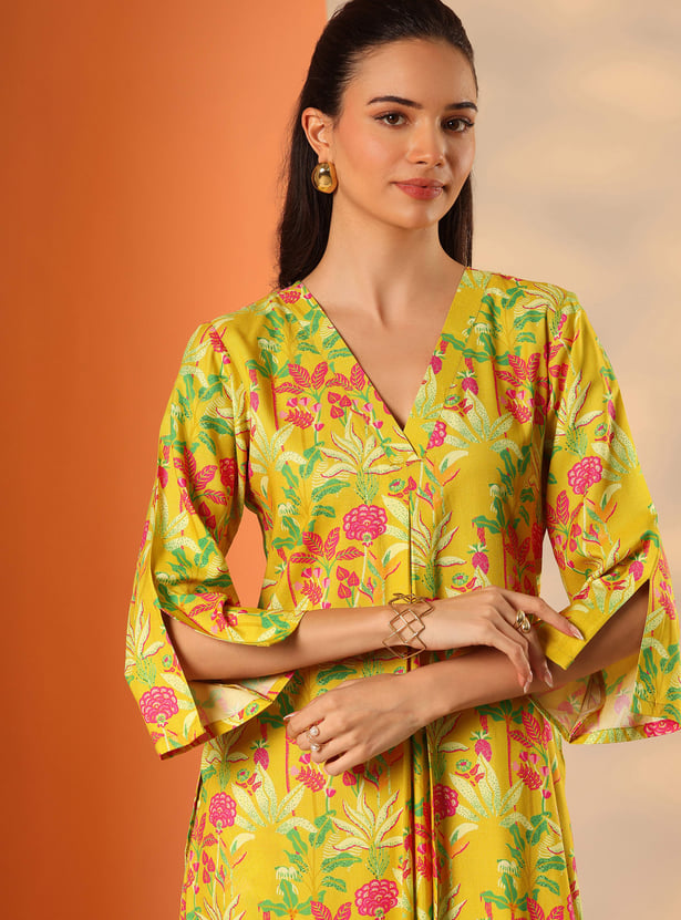 LIBAS Floral Print Straight Kurta Set