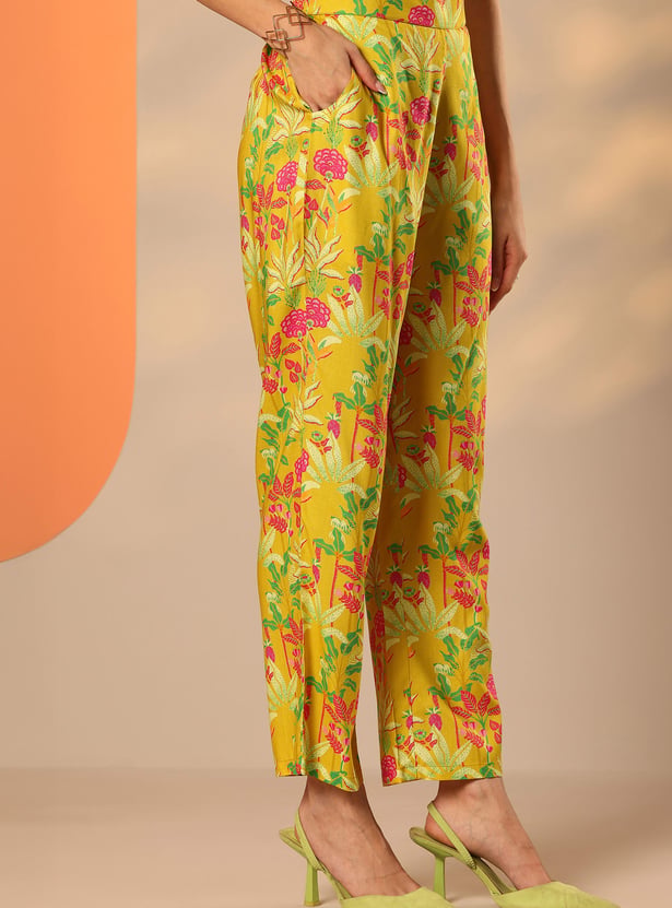LIBAS Floral Print Straight Kurta Set