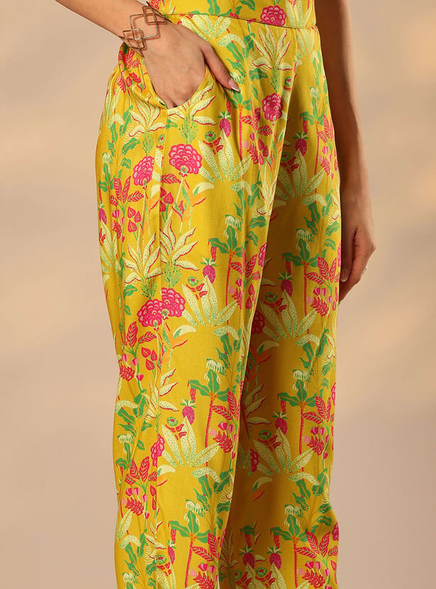 LIBAS Floral Print Straight Kurta Set