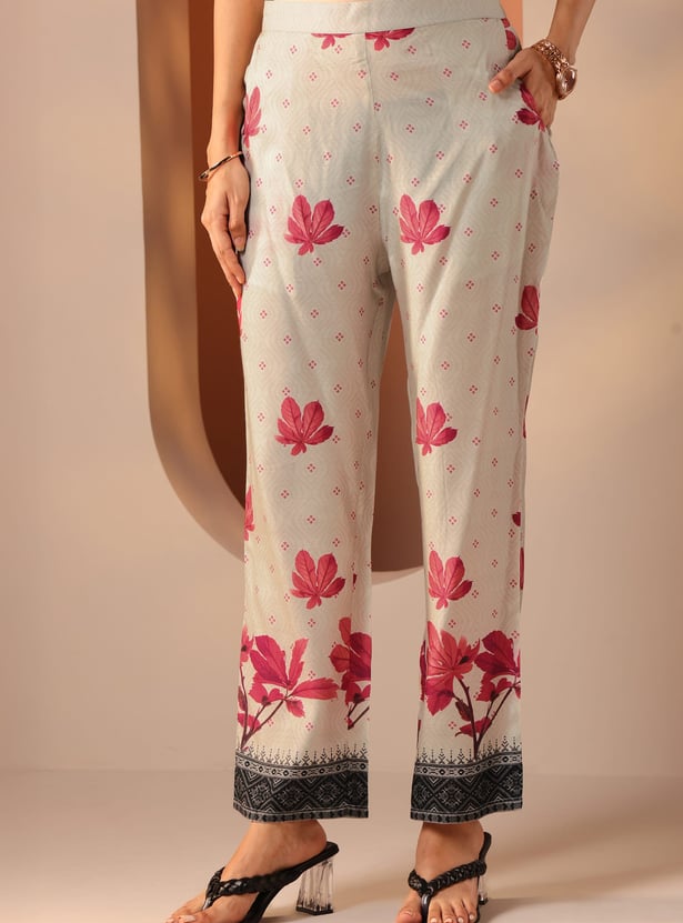 LIBAS Floral Print Straight Kurta Set