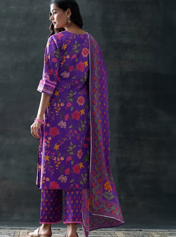 LIBAS Floral Print Straight Kurta Set