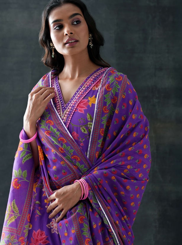 LIBAS Floral Print Straight Kurta Set