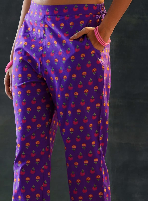 LIBAS Floral Print Straight Kurta Set