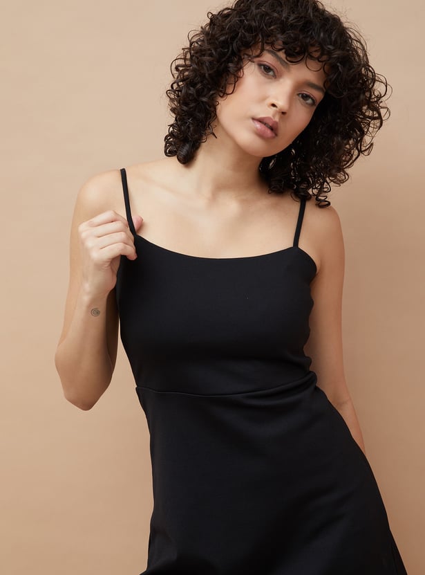 GINGER Solid Shift Mini Dress