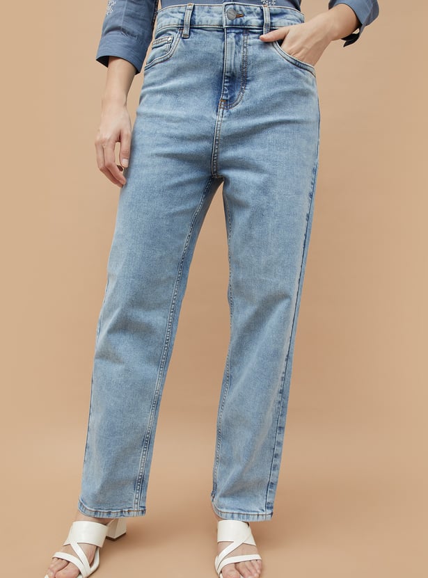 FAME FOREVER Solid Straight Jeans
