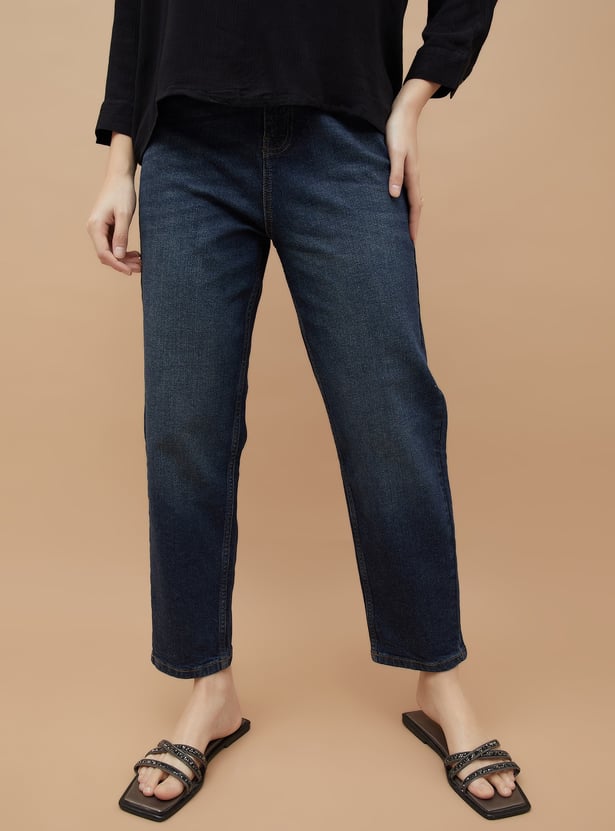 FAME FOREVER Solid Mom Fit Jeans