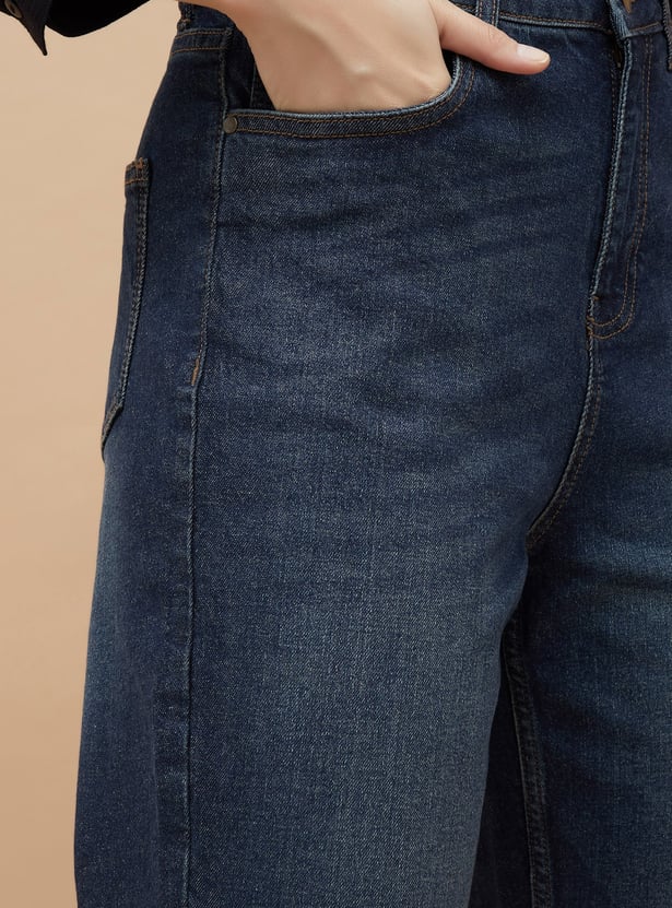 FAME FOREVER Solid Mom Fit Jeans