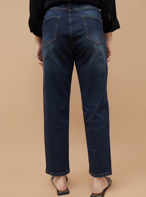 FAME FOREVER Solid Mom Fit Jeans