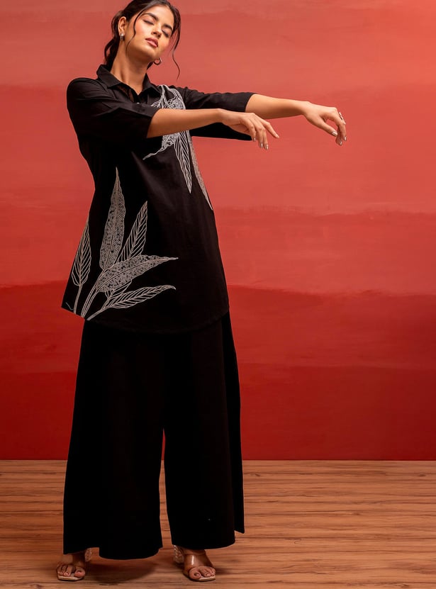 JUNIPER Embroidered Kurta Palazzo Set