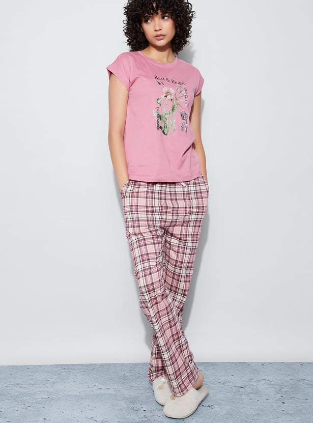 GINGER Printed Elasticated Pyjamas