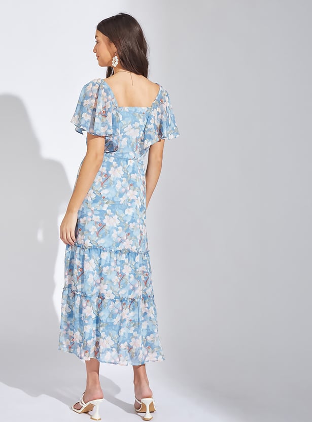 LATIN QUARTERS Floral Printed Tiered Midi Dress