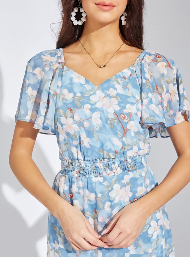 LATIN QUARTERS Floral Printed Tiered Midi Dress