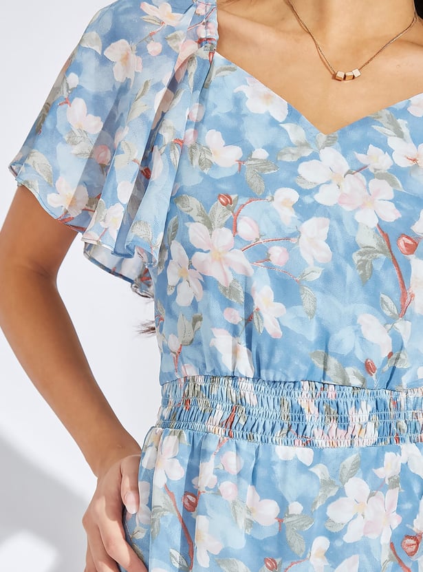 LATIN QUARTERS Floral Printed Tiered Midi Dress