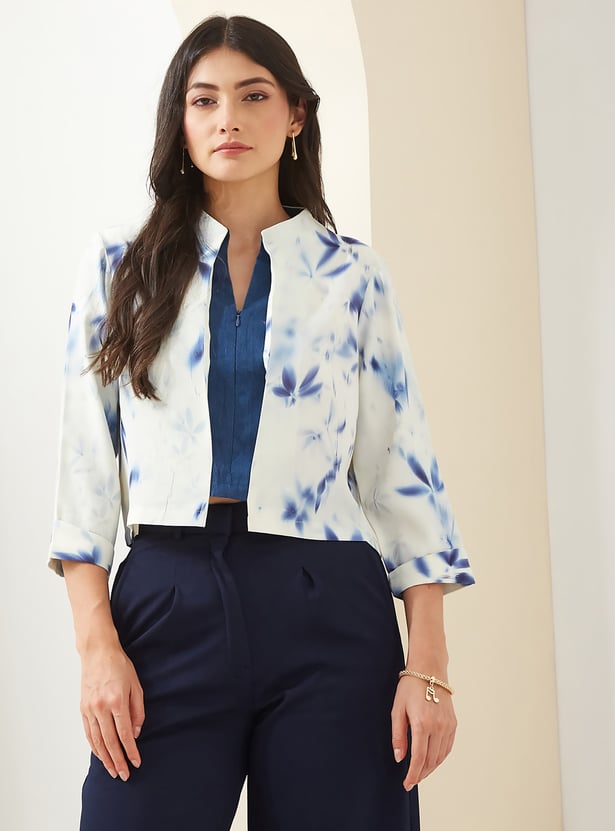 LATIN QUARTERS Floral Print Open-Front Jacket