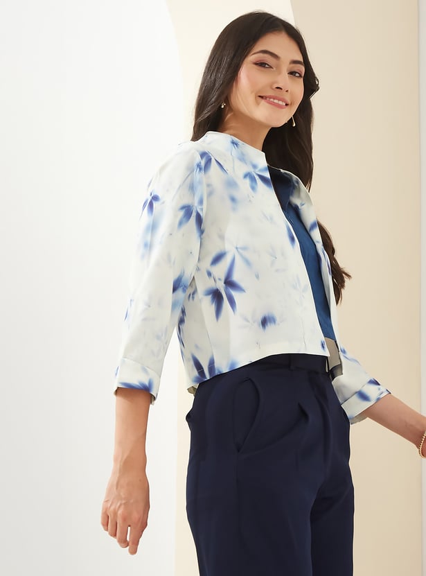 LATIN QUARTERS Floral Print Open-Front Jacket