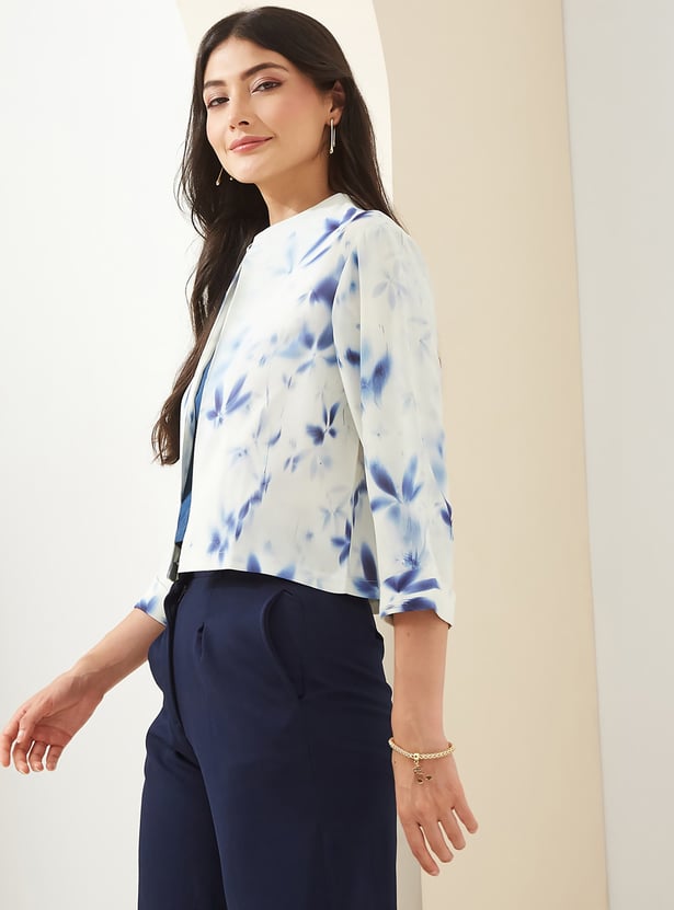 LATIN QUARTERS Floral Print Open-Front Jacket