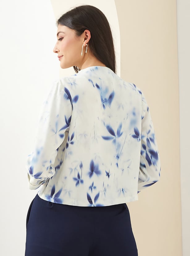 LATIN QUARTERS Floral Print Open-Front Jacket