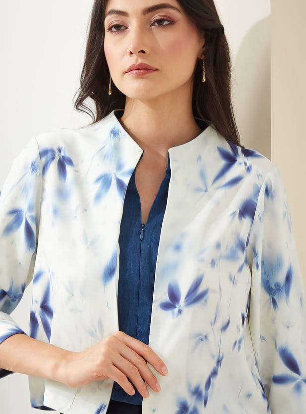 LATIN QUARTERS Floral Print Open-Front Jacket