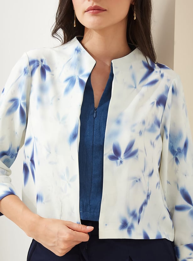 LATIN QUARTERS Floral Print Open-Front Jacket