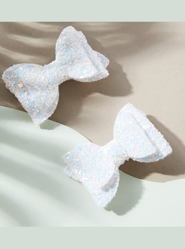 FAME FOREVER Glitter Bow Hair Clips - Pack of 2
