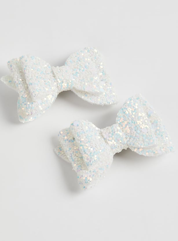 FAME FOREVER Glitter Bow Hair Clips - Pack of 2