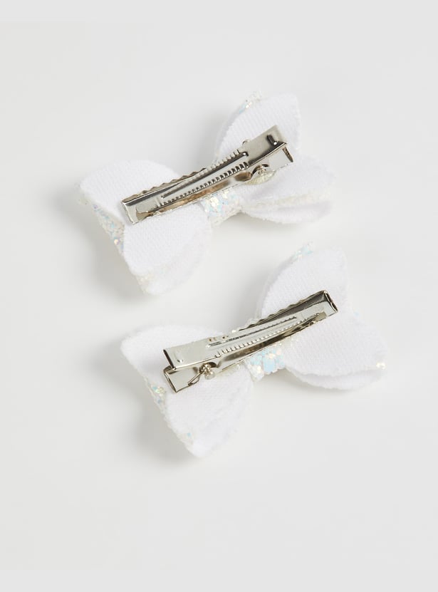 FAME FOREVER Glitter Bow Hair Clips - Pack of 2