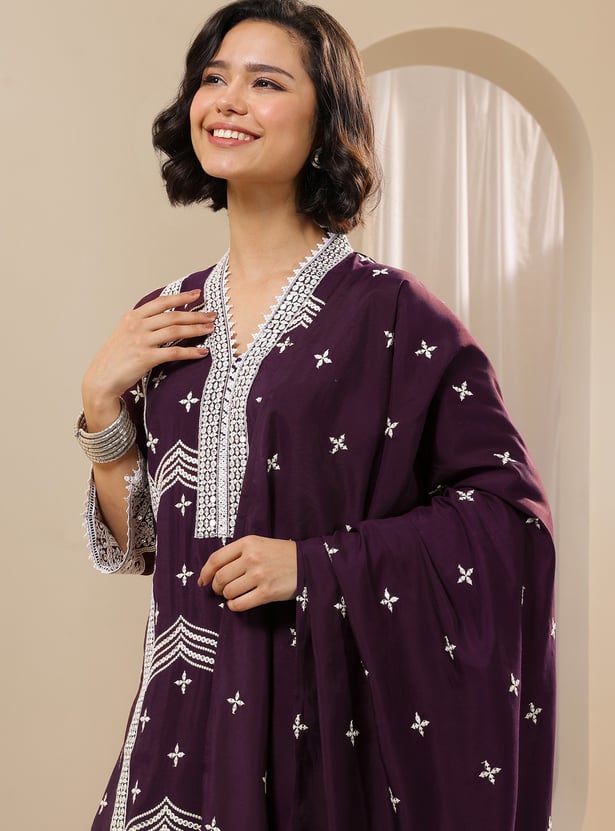 LIBAS Embroidered Straight Kurta Set