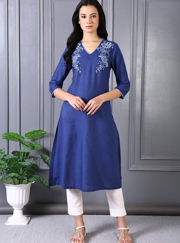 W Embroidered Straight Kurta