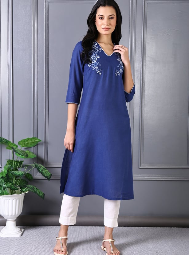 W Embroidered Straight Kurta