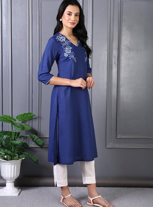 W Embroidered Straight Kurta