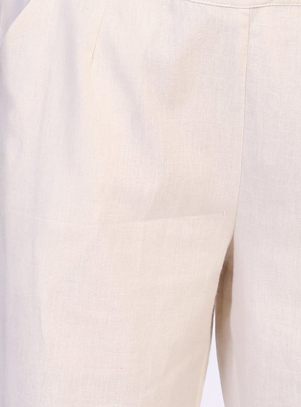 W Schiffli Straight Pants