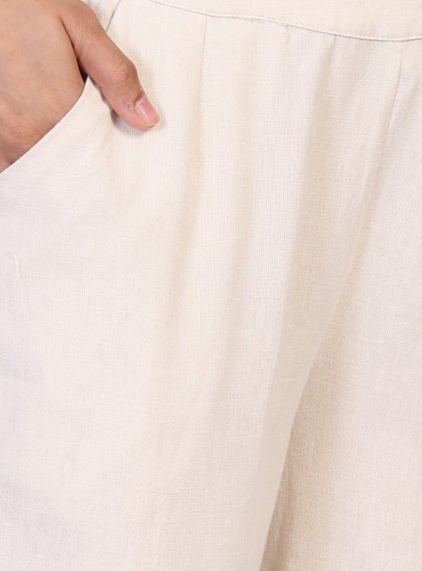 W Schiffli Straight Pants