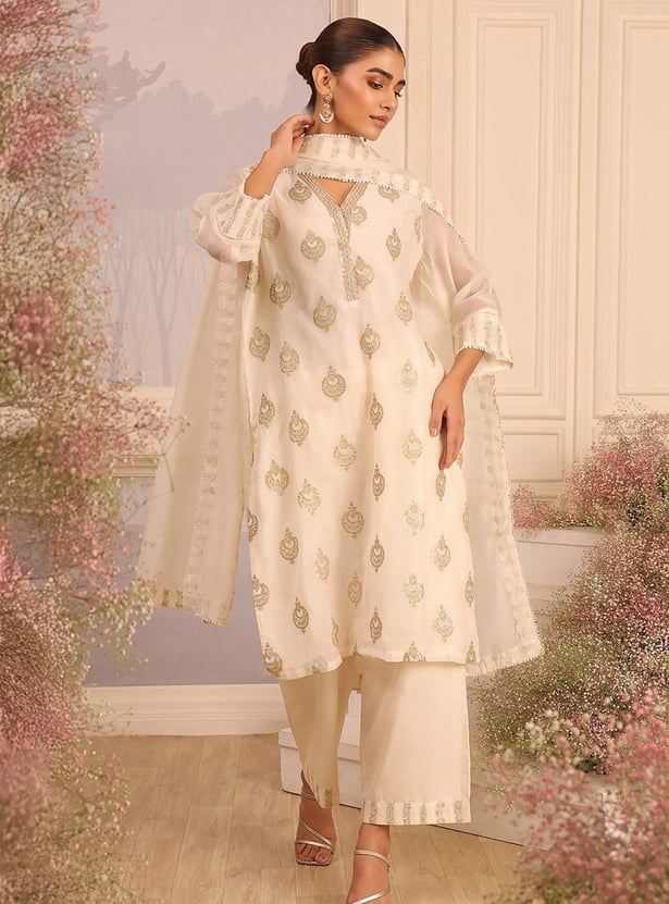 BIBA Embroidered Straight Kurta Set