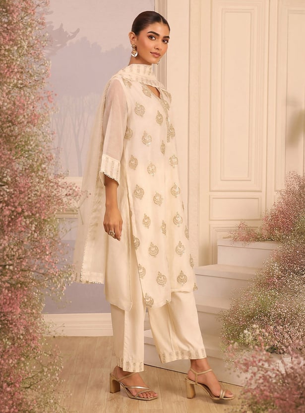 BIBA Embroidered Straight Kurta Set