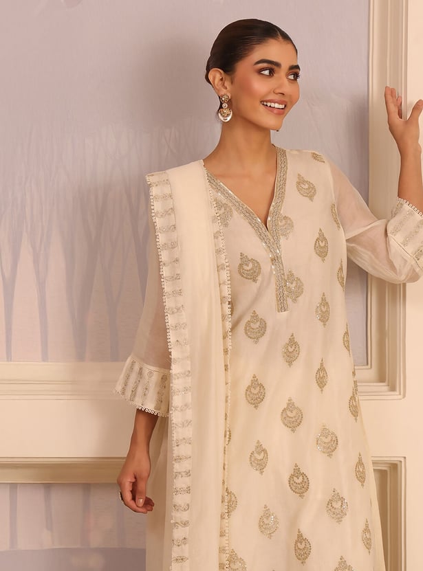 BIBA Embroidered Straight Kurta Set