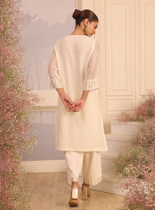 BIBA Embroidered Straight Kurta Set
