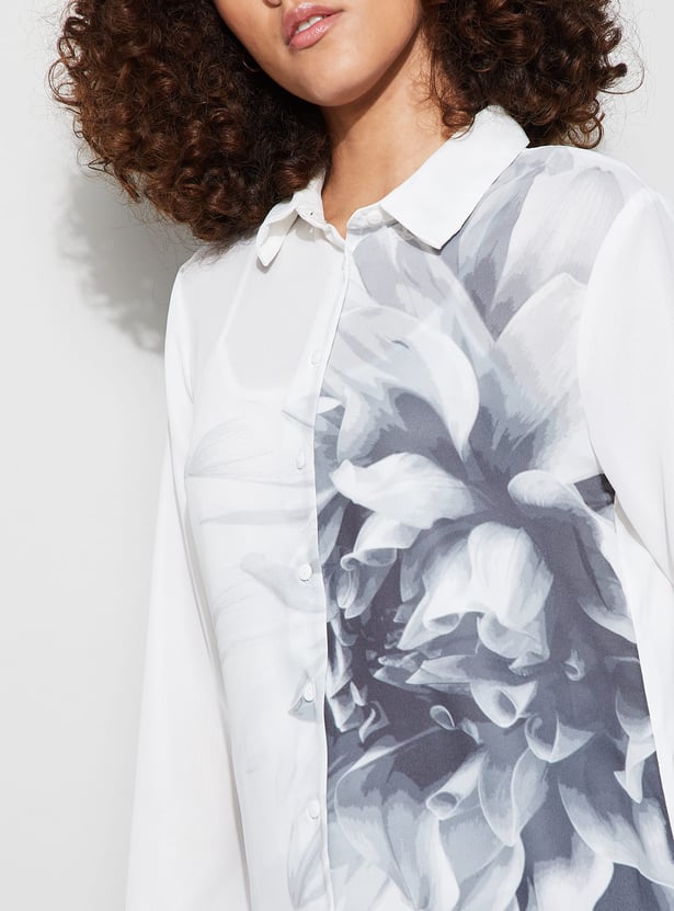 CODE Floral Print Shirt with Inner