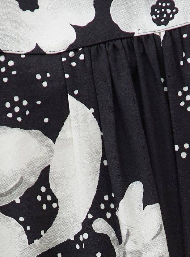 COLOUR ME Floral Print Shirt Dress with Belt
